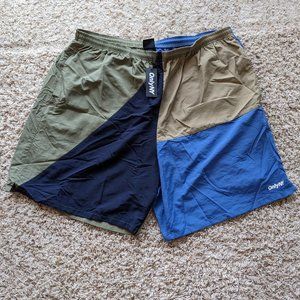 Only NY Colorblock Track Shorts - Terrain / XXL - NWT - Green/Navy/Blue/Tan